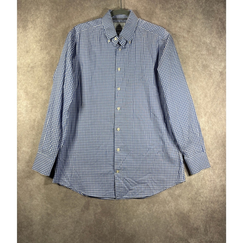 Charles Tyrwhitt Dress Shirt Mens 16/33 Blue Gingham Non Iron Slim Fit Button